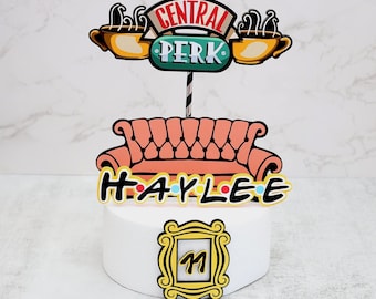 Friends Cake Topper - Central Perk Birthday Party Decor - Personalized Friends Theme Cake Decoration