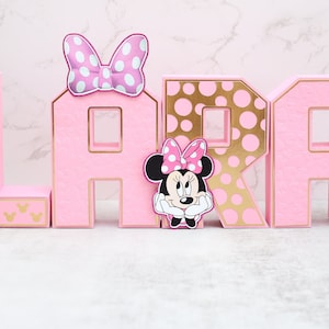 Carta 3D personalizada - Tema Minnie Mouse - Decoración de fiestas para niños, Decoraciones de dormitorios, Centros de mesa personalizados
