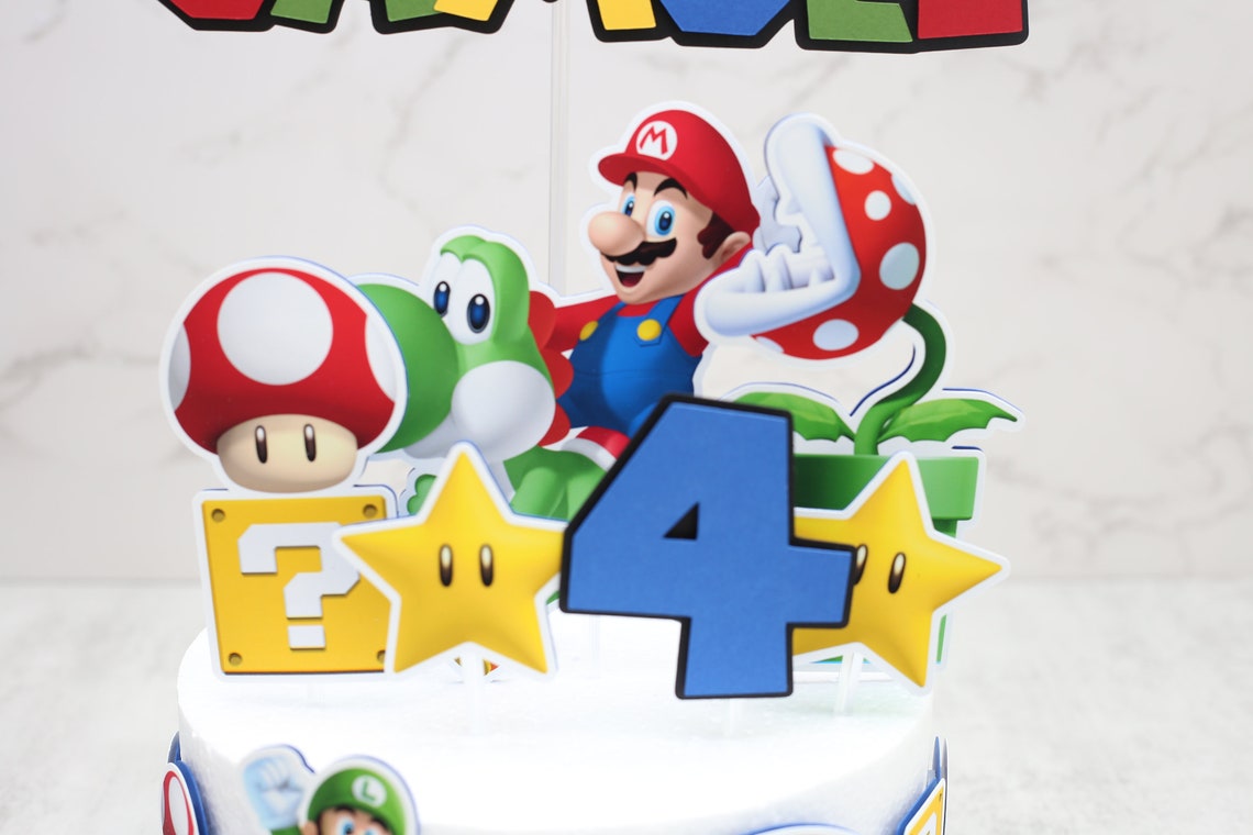 Super Mario Cake Topper Cake Topper Mario Bro Mario Cake Etsy