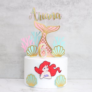 Little Mermaid Cake Topper, Personalized Little Mermaid cake topper, Princess Ariel Party Decorations, Mermaid theme party, Ariel party