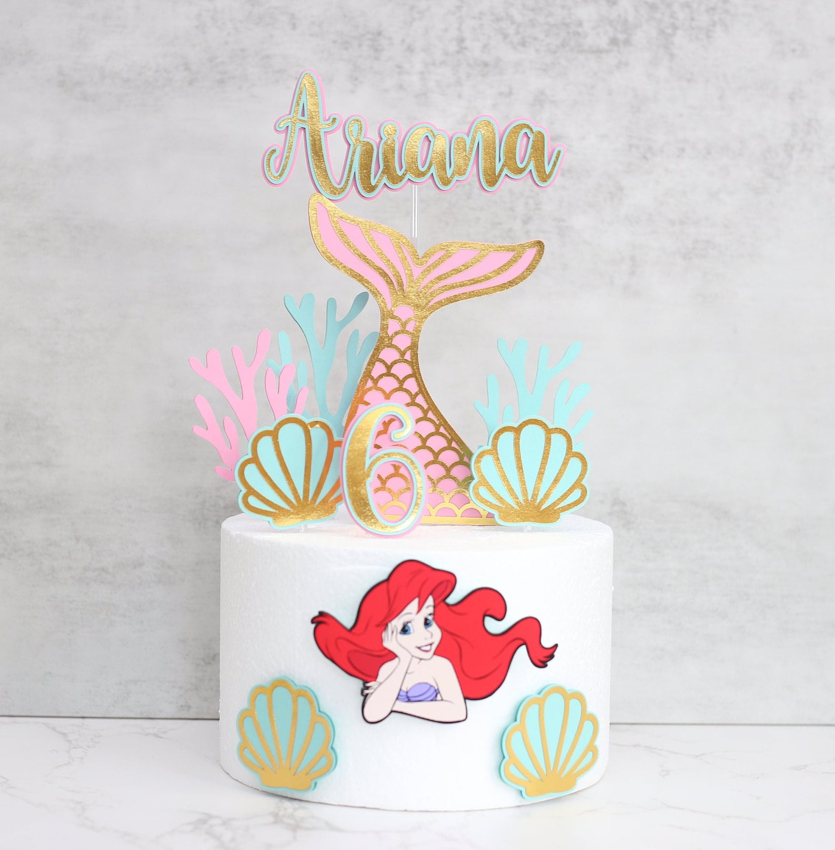 Little Mermaid Cake Topper, Personalized Little Mermaid cake topper, Princess Ariel Party Decorations, Mermaid theme party, Ariel party
