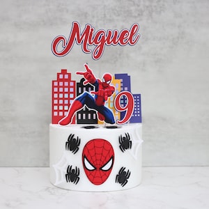 Personalized Cake Topper - Spider-Man Theme - Kids Birthday Party Cake Decoration