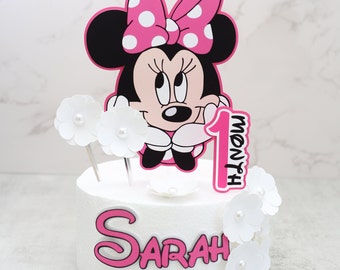 Personalized Minnie Mouse Cake Topper - Birthday Party Decor - Girl’s Birthday Cake
