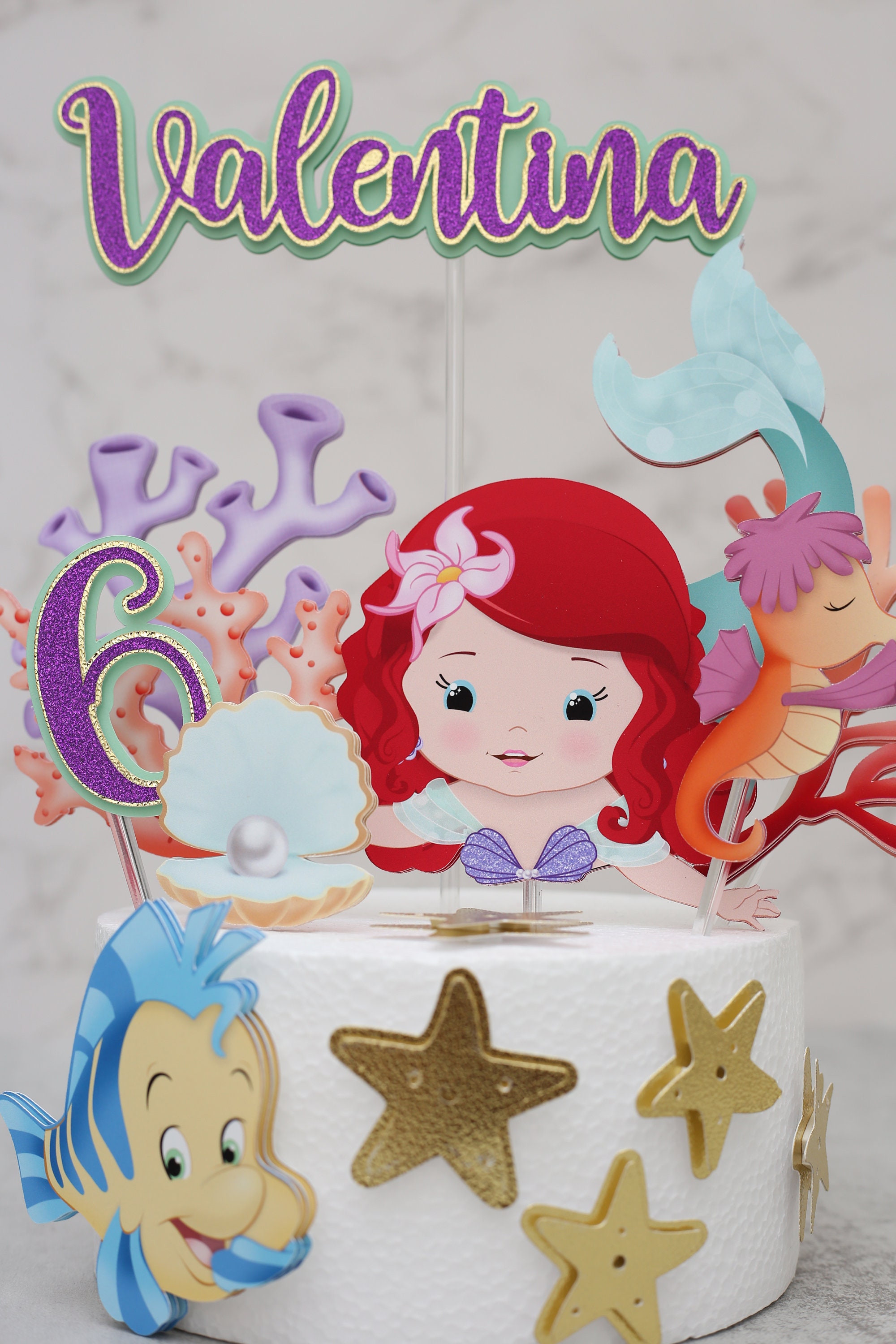 Little Mermaid Cake Topper Princess Topper Mermaid Birthday 