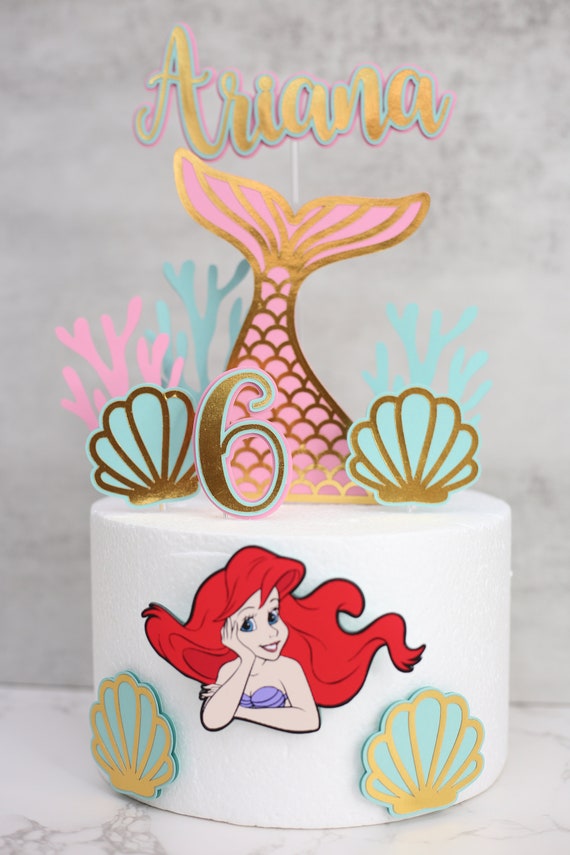 Little Mermaid Cake Topper, Personalized Little Mermaid Cake
