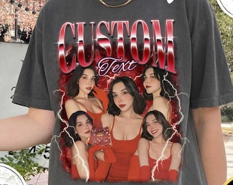 Personalisiertes Bootleg T-Shirt, personalisiertes T-Shirt von Fotos, einzigartiges Design-Geschenk für Freund, Freundin, Freunde und Familie