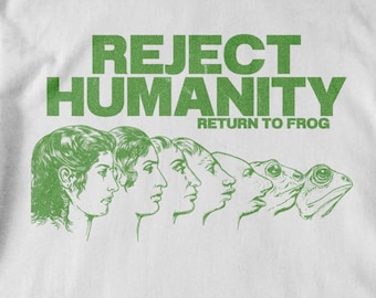 Funny Frog Tee for Men Women, Reject Humanity Meme Tee, Weirdcore Vintage Frog Graphic T-shirt, Animorphs Evoloution Top, Frogcore Gift