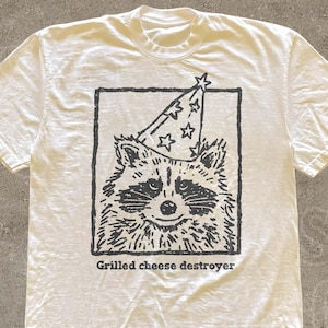 Camiseta vintage de mapache, divertida camiseta de queso a la parrilla para hombres y mujeres, camiseta de fiesta, camiseta gráfica divertida, regalo para ella y él