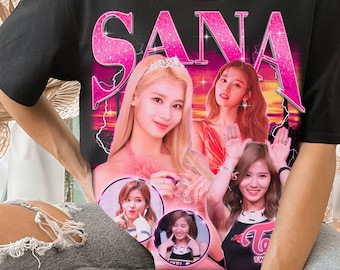 T-shirt bootleg rétro Twice Sana - Chemise Twice - Chemise Kpop - Merch Kpop - Vêtements Twice - Cadeau Kpop pour lui et lui - T-shirt rap hip hop