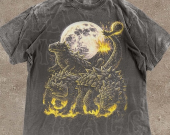 Ankylosaurus Celestial T-Shirt, Vintage Spike Dinosaur Graphic Tee, Retro Comfort Colors® Washed Shirt for Men Women, Prehistoric Dino Gift