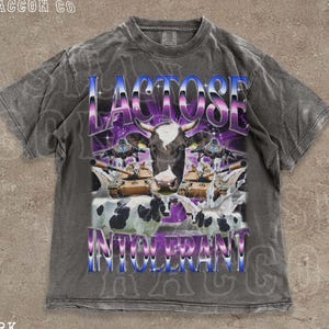 Lactose Intolerant Cow Meme Shirt | Funny Graphic Tee | Military Cow Tank T-Shirt | Weirdcore Bootleg Shirt | Dairy Free Humor Gift