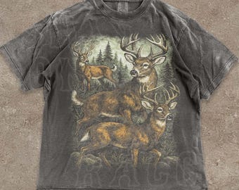 Vintage Deer Graphic Shirt, Comfort Colors T-Shirt for Men Women, Retro 90s Wildlife Tee, Grunge Cabin Core Aesthetic, Outdoorsy Apparel