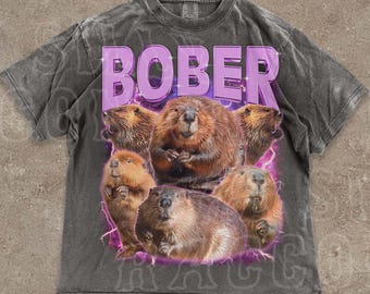 BOBER Meme T-shirt | Retro Beaver Tee | Animal Meme T-shirt | Wildlife Lover Shirt | Y2K Animal Shirt  | Comfort Colors Unisex Tee