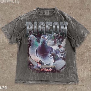 Retro Pigeon Faded Tee for Men Women, Vintage 90s Style  Bootleg Rap Tee, Y2K Aesthetic, Wildlife Grunge Shirt, Unisex Adult Tee
