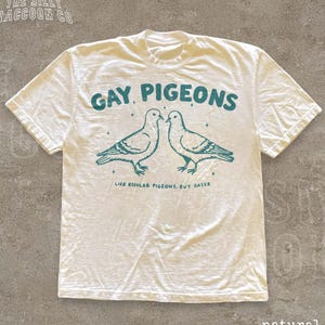 Gay Pigeons Comfort Colors®-T-shirt, grappig LGBTQ Pride-shirt, vintage queer graphic T-shirt, ongepast shirt, sarcastisch humorcadeau