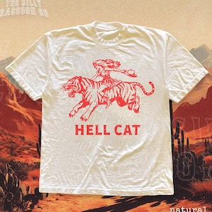 Vintage Cowgirl Hell Cat T-Shirt - Retro Cowgirl Western Shirt - Aesthetic Tee - Tiger Shirt - Funny Trendy Shirt - Gift for Her or Him