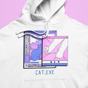 CAT.EXE Hoodie, Kawaii Clothing, Harajuku Clothing, Pastel Goth, Anime Sweatshirt, Aesthetic Clothing, Vaporwave, Unisex