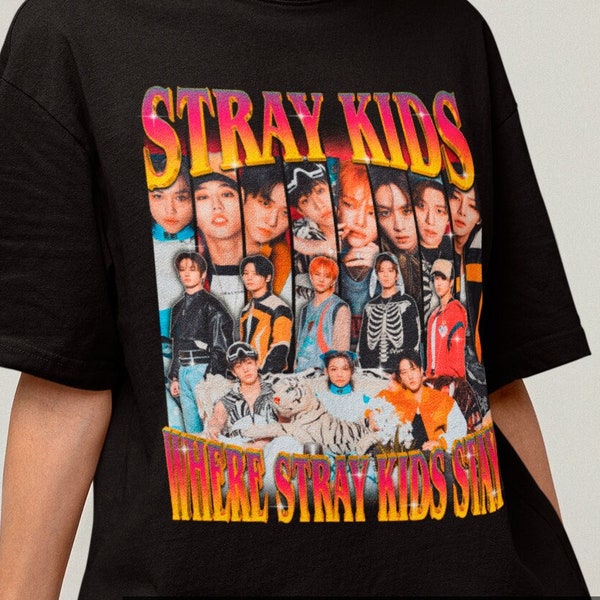 Stray Kids Retro 90s T-shirt - Stray Kids Merch - Kpop Bootleg Shirt - Kpop Gift - Kpop Merch - Stray Kids SKZ - Stray Kids Homage Tee
