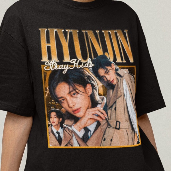 T-shirt classica retrò Stray Kids Hyunjin - Camicia Kpop Bootleg - Kpop Merch - Regalo Kpop per lei o lui - Stray Kids Skz Tee