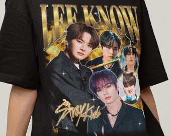 T-shirt rétro bootleg Lee Know Stray Kids - T-shirt enfant errant - T-shirt Kpop - Cadeau Kpop pour elle ou lui - T-shirt Skz