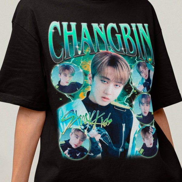 Exclusivité Stray Kids Changbin Bootleg Shirt - Vêtements pour fans de K-pop en édition limitée - Produits dérivés Kpop - Cadeau Kpop - Chemise Stray Kids
