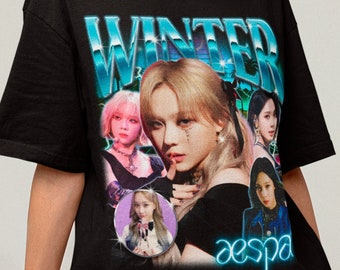 T-shirt bootleg rétro des années 90 Aespa - Chemise Aespa - T-shirt Kpop - Merch Kpop - Cadeau Kpop pour elle ou lui - Chemise d'hiver Aespa