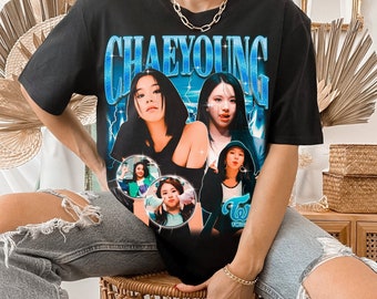 T-shirt bootleg rétro deux fois chaeyoung, chemise double, chemise kpop, produits dérivés kpop, vêtements doubles, mina, sana, dahyun, jihyo, nayeon