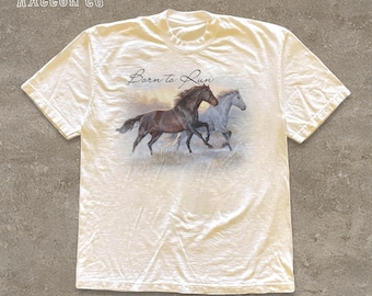 Wild Horses Graphic Tee, Born to Run Horse Shirt, Spirit Animal, Horse Lover Watercolor Tee, Horses Country Western, Equestrian Gift