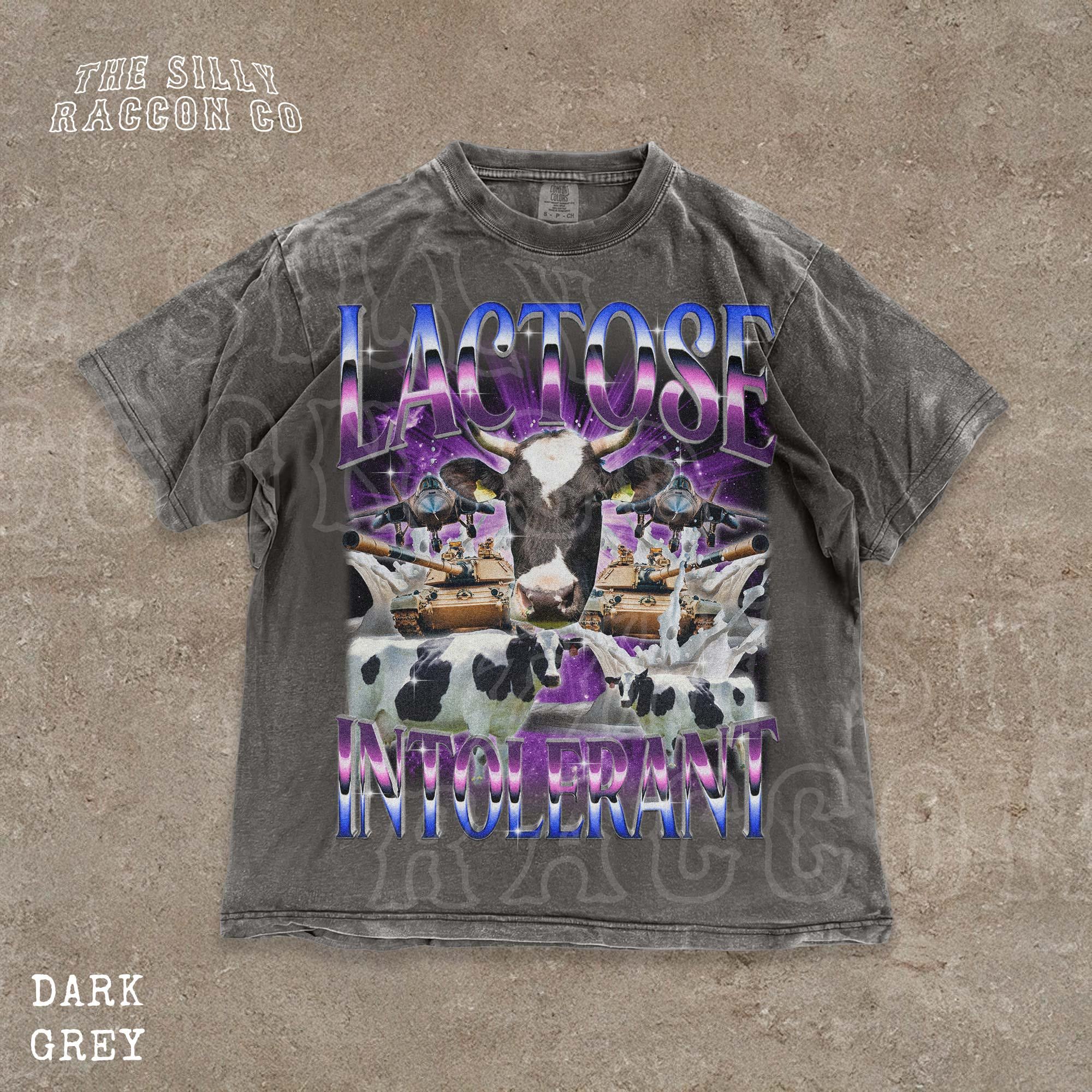 Lactose Intolerant Cow Meme Shirt | Funny Graphic Tee | Military Cow Tank T-Shirt | Weirdcore Bootleg Shirt | Dairy Free Humor Gift
