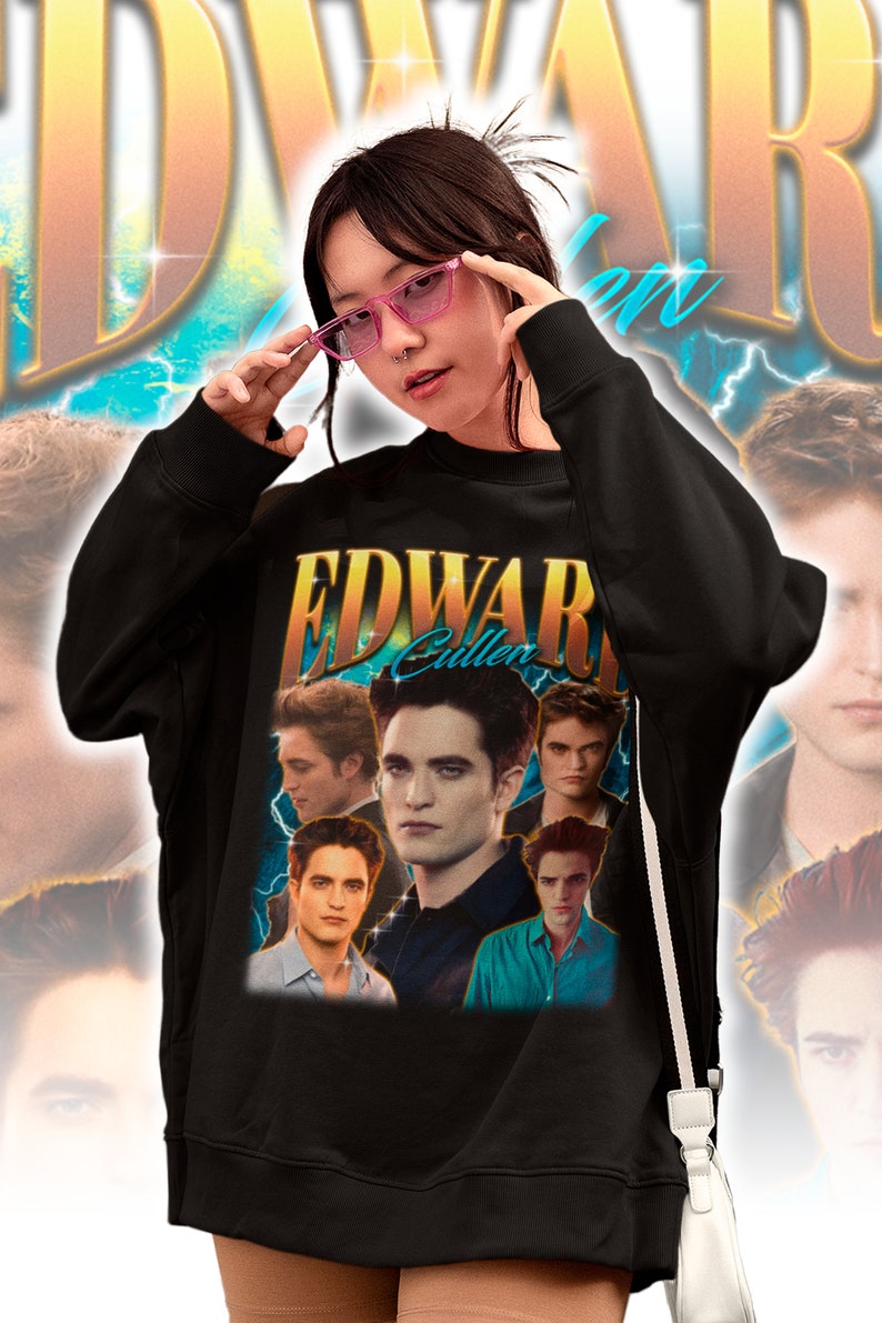 Edward Cullen Retro 90s Shirt Edward Cullen Sweatshirt Robert Pattinson T-shirt Edward Cullen Fan Gift Edward Cullen Merch image 4