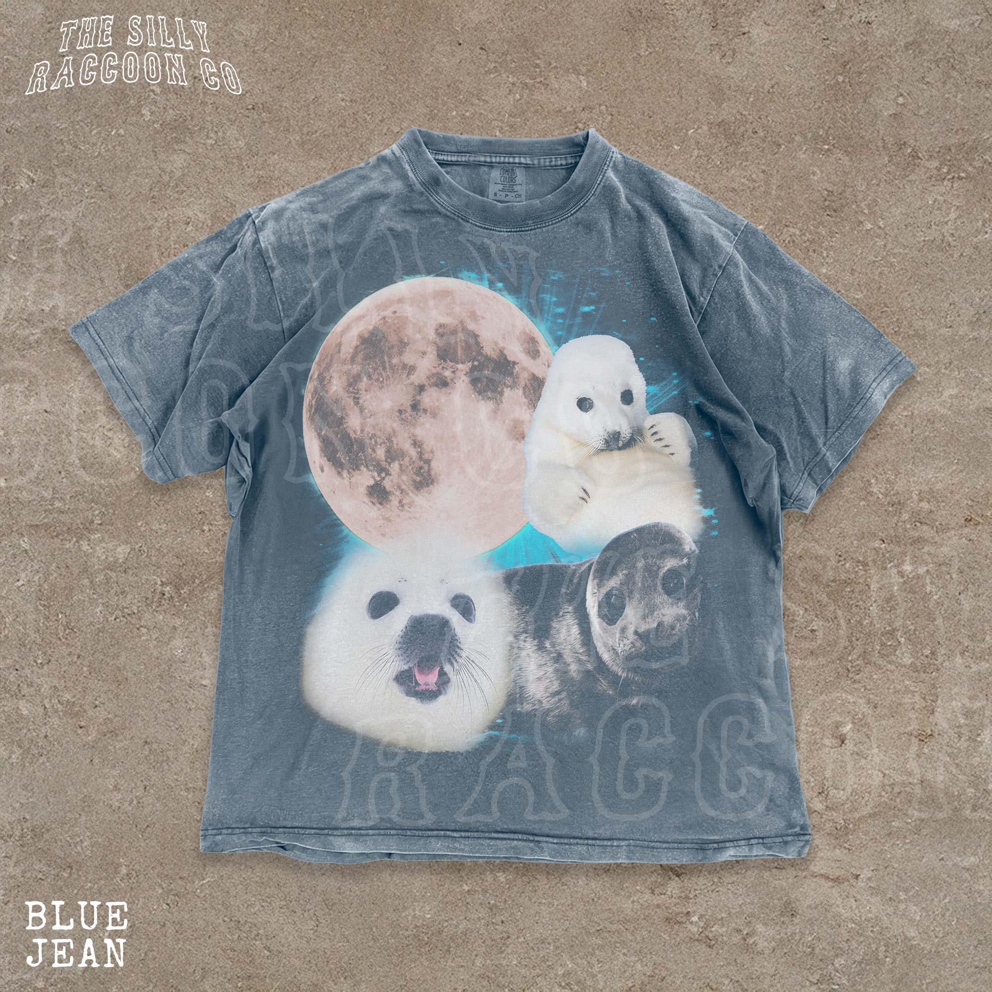 Mystical Moon and Seals T-shirt | Nighttime Animal Unisex Tee
