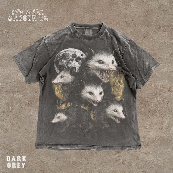 Retro Opossum Distressed Shirt, Vintage Possum Graphic T-Shirt for Men Women, Celestial Moonlight Top, Grunge Alt Clothing, Goblincore Gift
