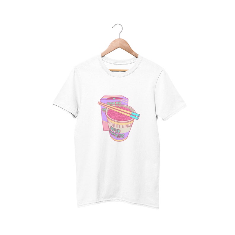 Pastel Clothing Pastel Goth Soft Cotton Tee Soup Noodles Kawaii Tee Sad Girls Anime Tee Harajuku Shirt Pink Aesthetic T-shirt