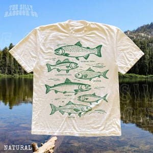 chemise de tatouage de poisson vintage pour hommes et femmes, t-shirt de pêche à l'achigan rétro, saumon, thon, poisson-chat, achigan à grande bouche, truite arc-en-ciel, cadeau Lake Life