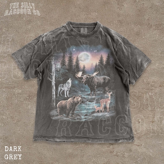 Forest Animals Shirt Vintage Wildlife Tee Bear Wolf Moose Deer