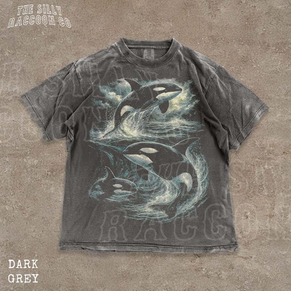 Retro 90s Killer Whale Orca Shirt for Men Women Comfort Colors® Washed Tee