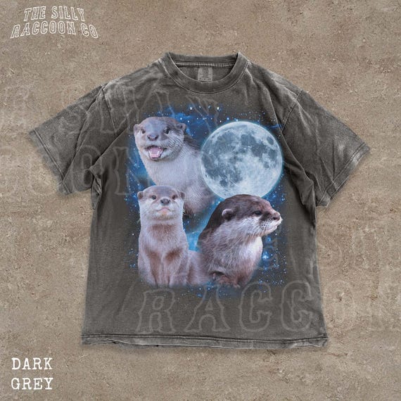 Otter Shirt Vintage Wildlife Graphic Space Moon Aesthetic Tee
