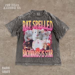 Funny Rat Shirt, Rat Spelled Backwards is Star T-shirt, Vintage Meme Tee for Men Women, Weirdcore Graphic Tee, Gen Z Humor Gift