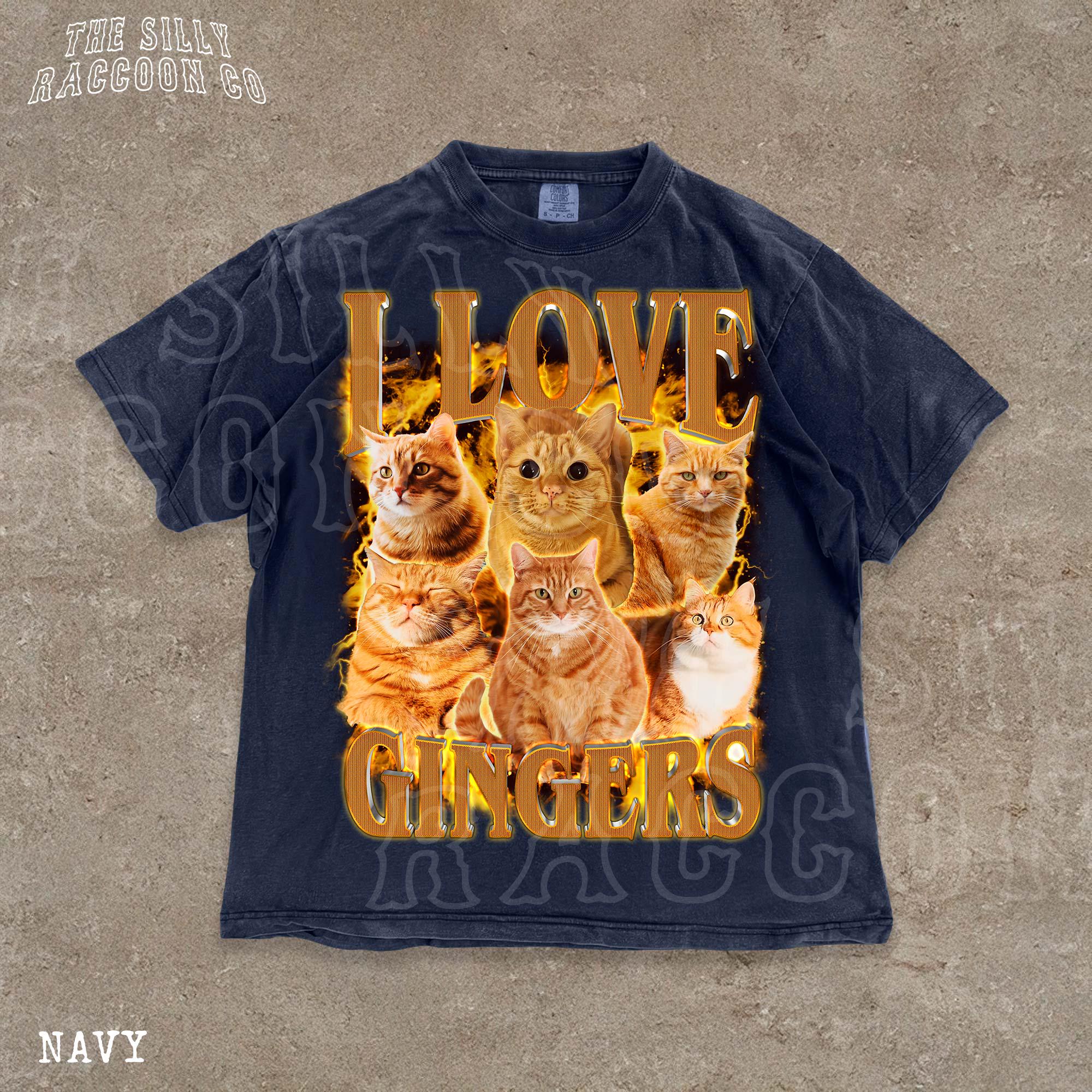 I Love Gingers Shirt, Funny Orange Cat Tee, Retro Y2K Unisex T