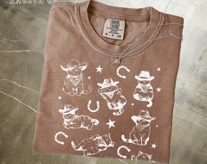 Rustic Western Cat Tshirt, Cute Cowboy Kitty Tee, Retro Rodeo Cat T-Shirt, Y2K Aesthetic, Yeehaw Cat Shirt, Shirt for Women or Men