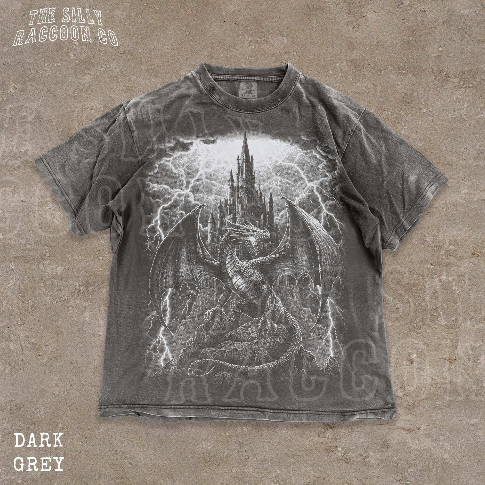 Vintage Dragon Shirt Gothic Fantasy Castle Graphic: Comfort Colors