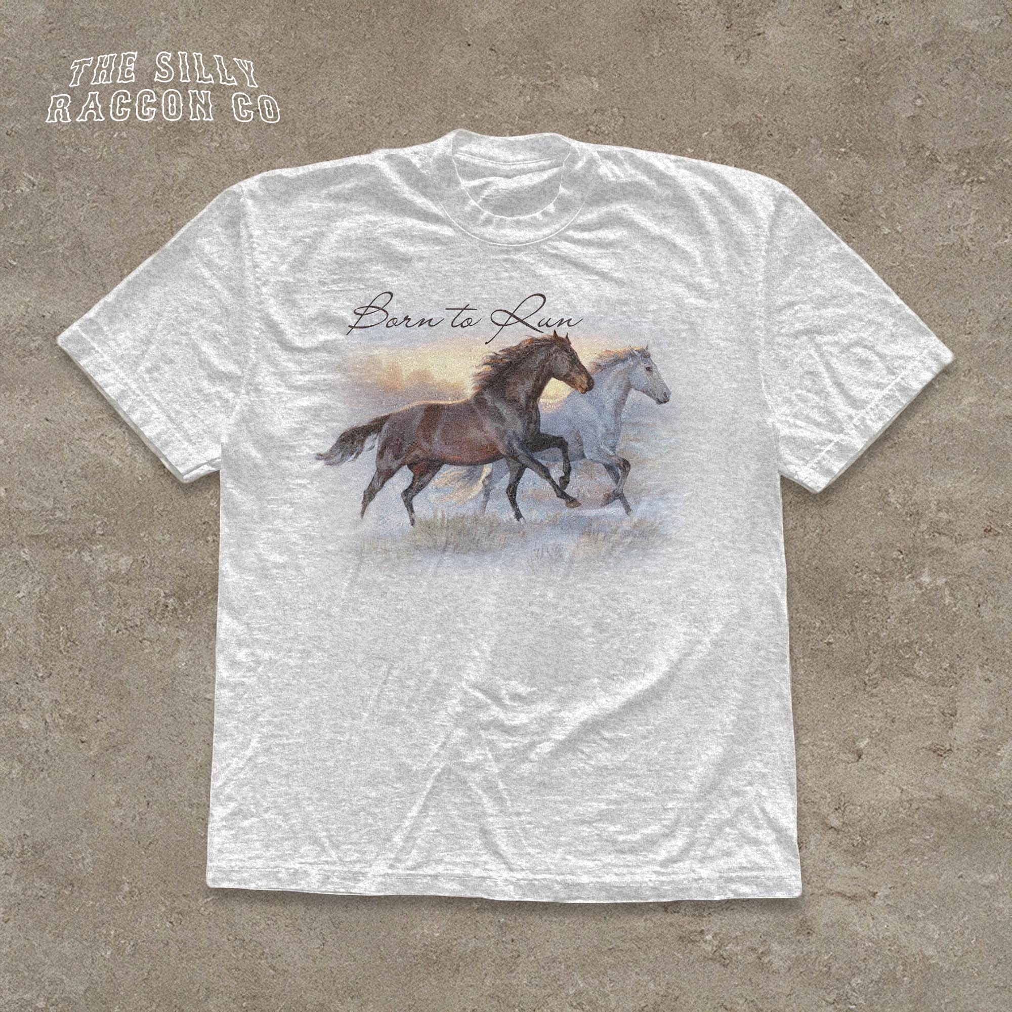 トップス convenience young Running Horse Tee Wild Horses Graphic Tee, Born to Run Horse Shirt, Spirit Animal