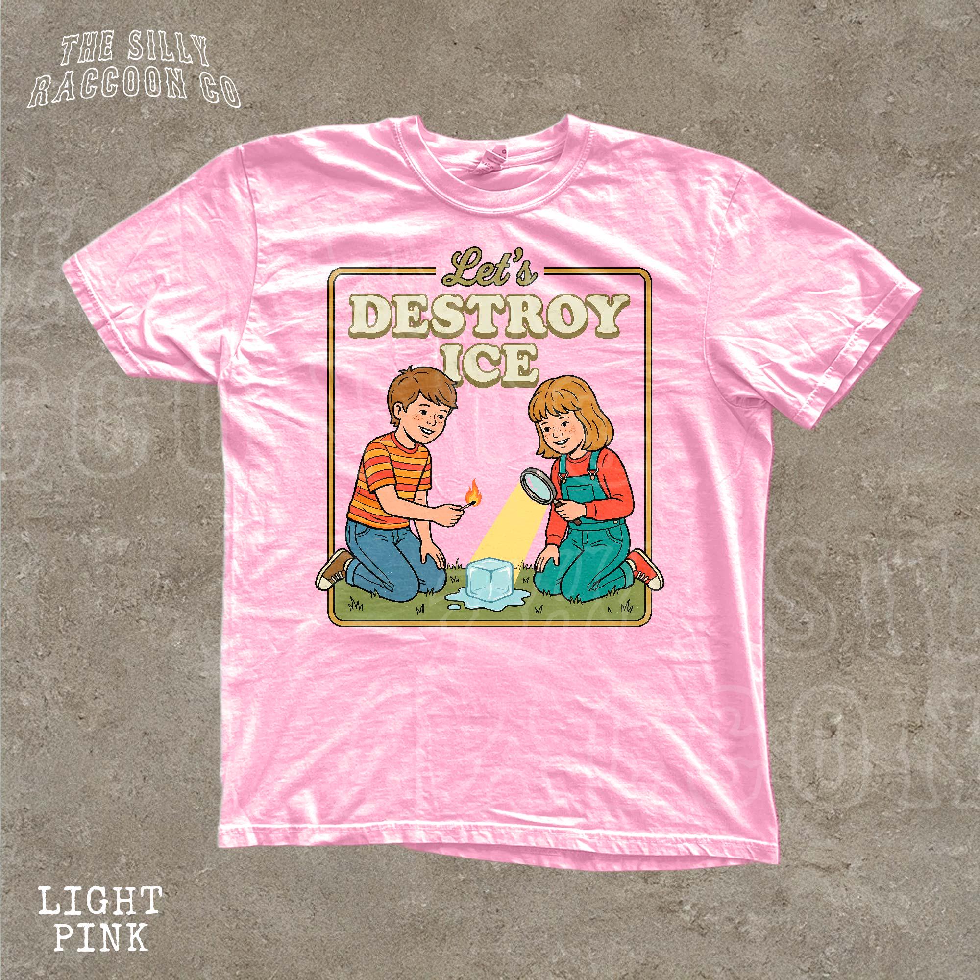 Style Destroy Let’s Destroy Ice Shirt Funny Meme Tee Vintage Kids Book Style Cartoon ...