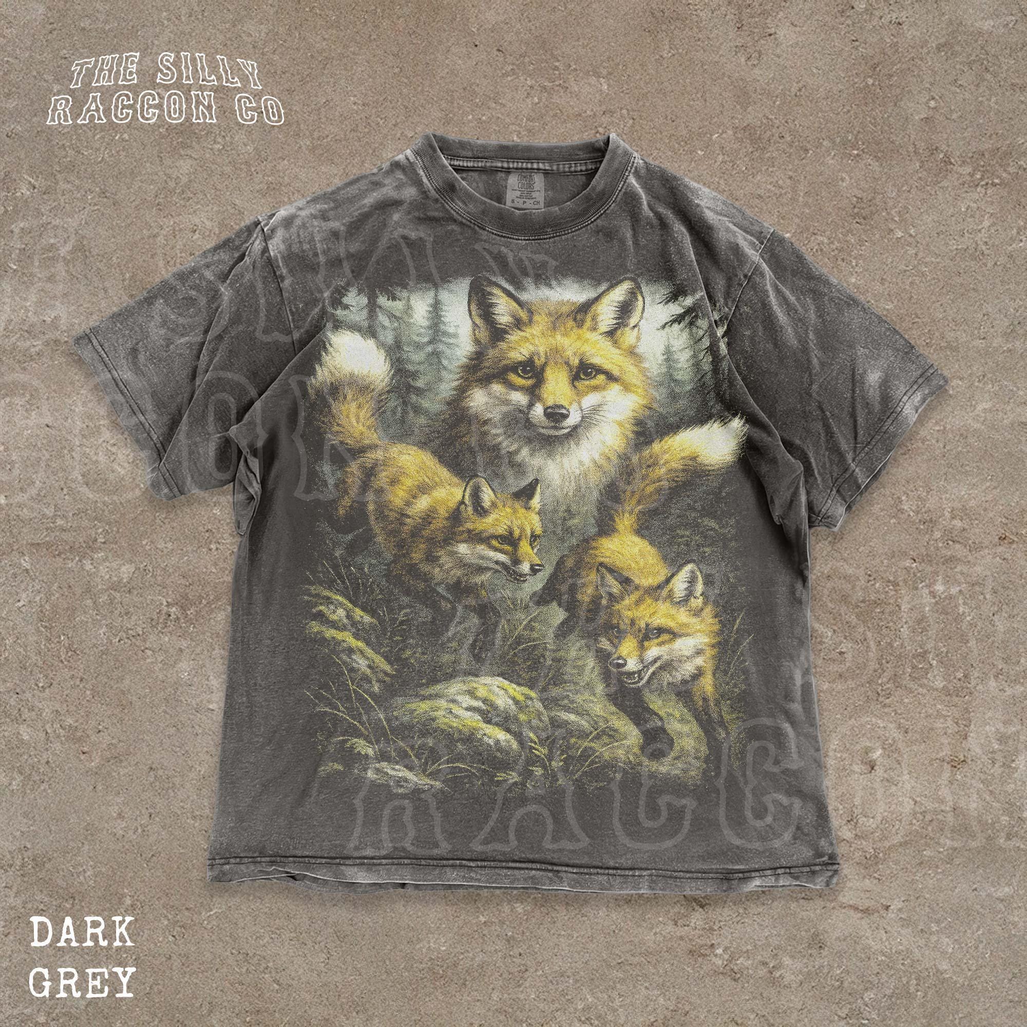 Vintage Fox Washed Shirt, Retro 90s Wildlife Graphic Tee for Men