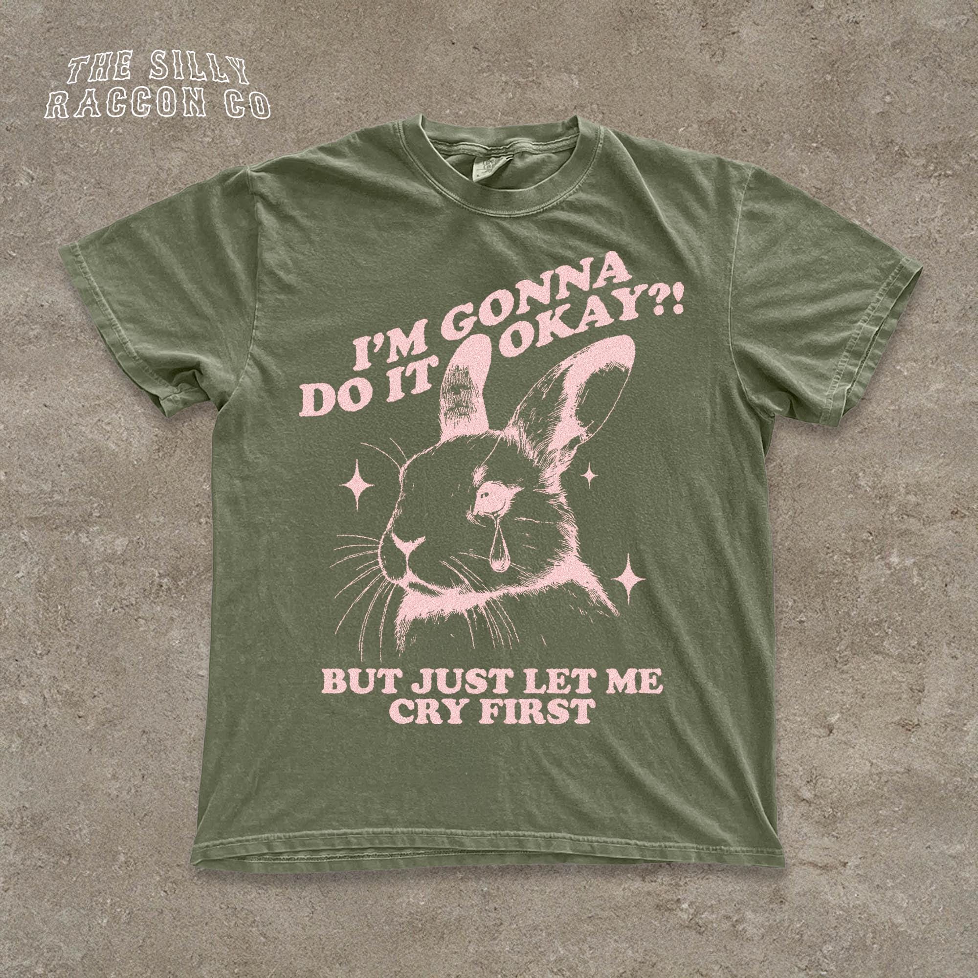 Funny Crying Rabbit Tee, Anxiety Tee for Women Men, Mental Health 