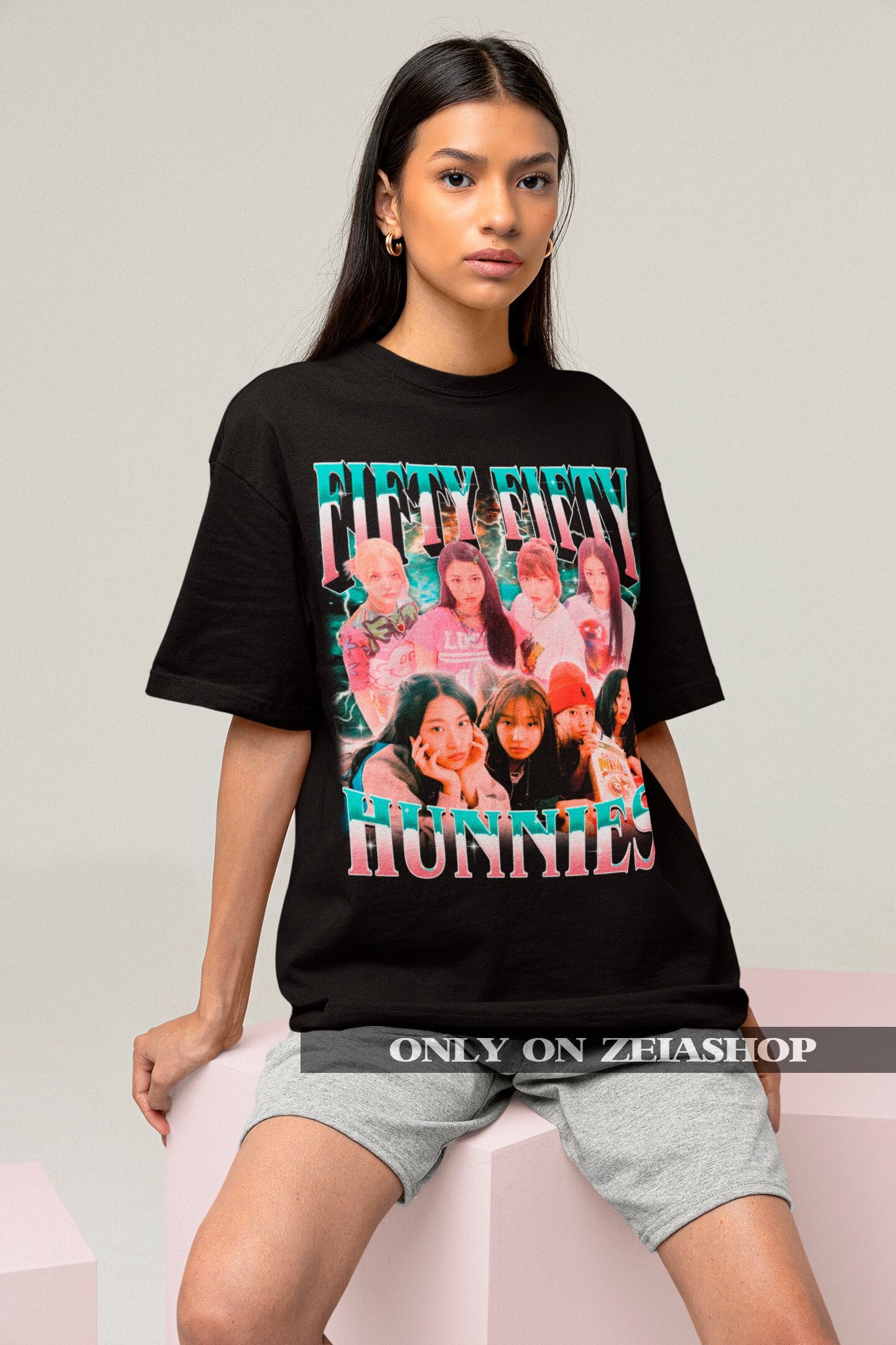 Fifty Fifty Hunnies Retro Bootleg T shirt Kpop 90s Shirt Kpop