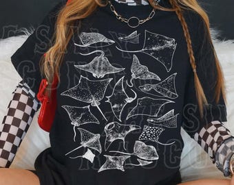 vintage Manta Ray Graphic Tee T-shirt Sealife Comfort Colors® pour femme homme