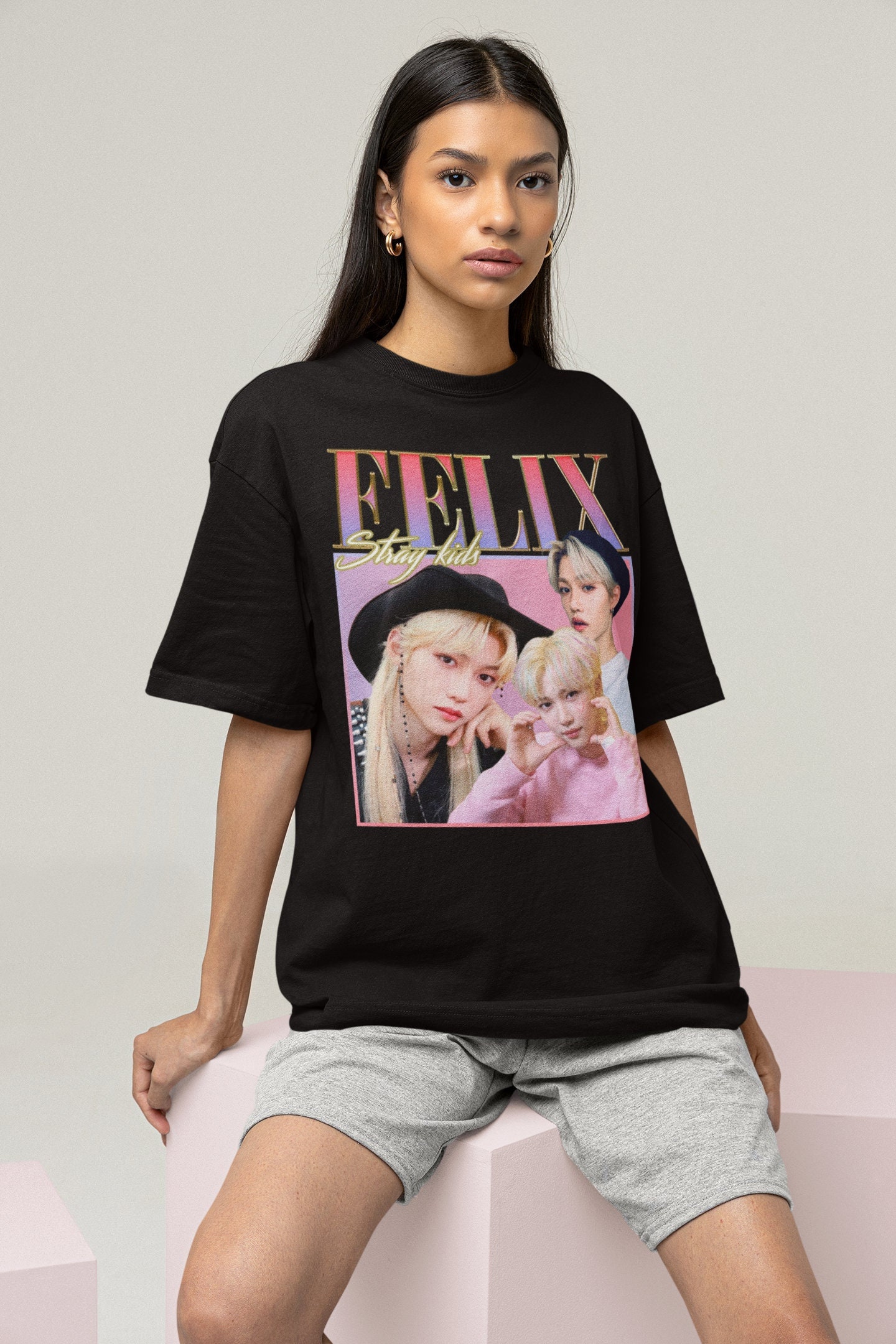 Stray Kids Felix Retro Vintage Tee - Kpop T-shirt - Stray Kids