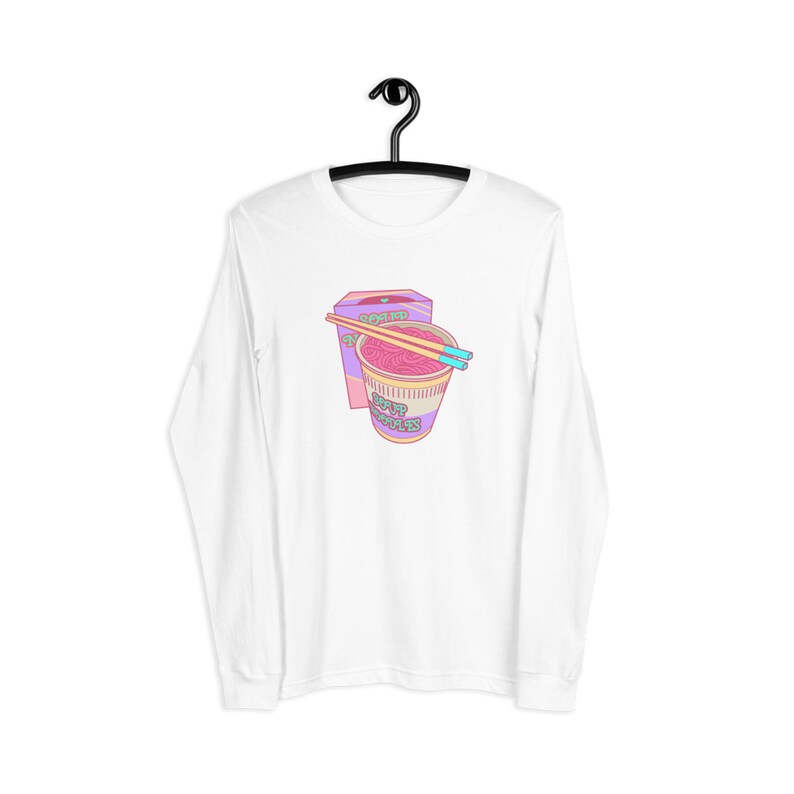 Pastel Clothing Pastel Goth Soft Cotton Tee Soup Noodles Kawaii Tee Sad Girls Anime Tee Harajuku Shirt Pink Aesthetic T-shirt