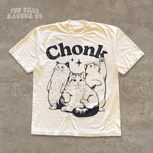 Vintage Kawaii Chonk Cat Shirt | Funny Fat Cat Meme Tee | Aesthetic Kitty Top | Cute Animal Graphic Tee | Cat Mom Dad Gift